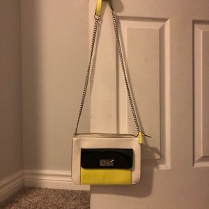 Aldo Purse, cream, black and lime